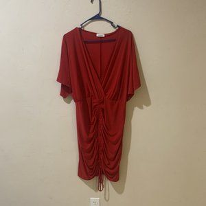 ruched red club dress
